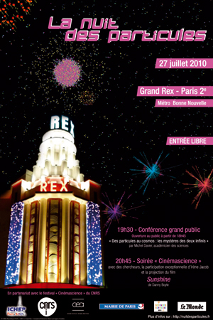 Affiche de la Nuit des particules au Grand Rex.